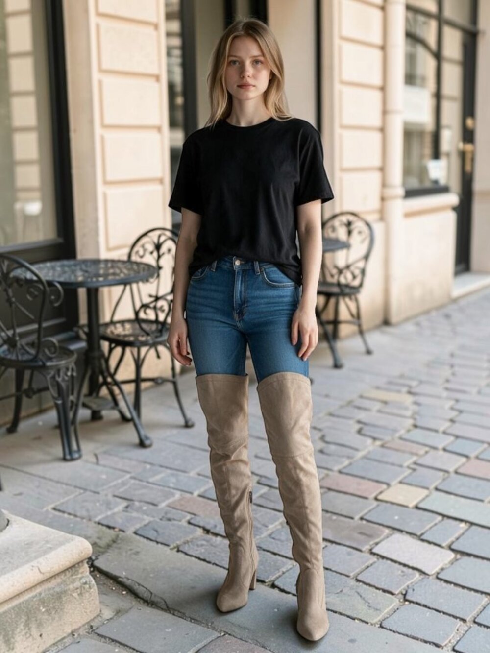 Taupe Premium Suede Thigh High Pointed Toe High Heel Over the Knee Boots EU 35